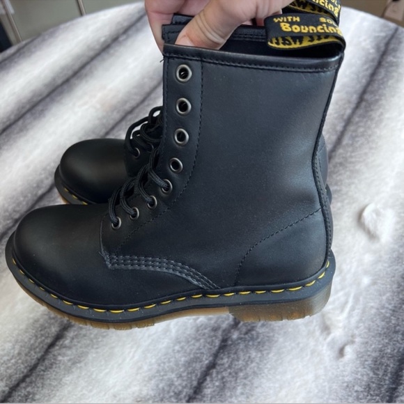 Dr Martens 1460 Black Napa Leather Lace Up Combat Boots - Picture 5 of 8